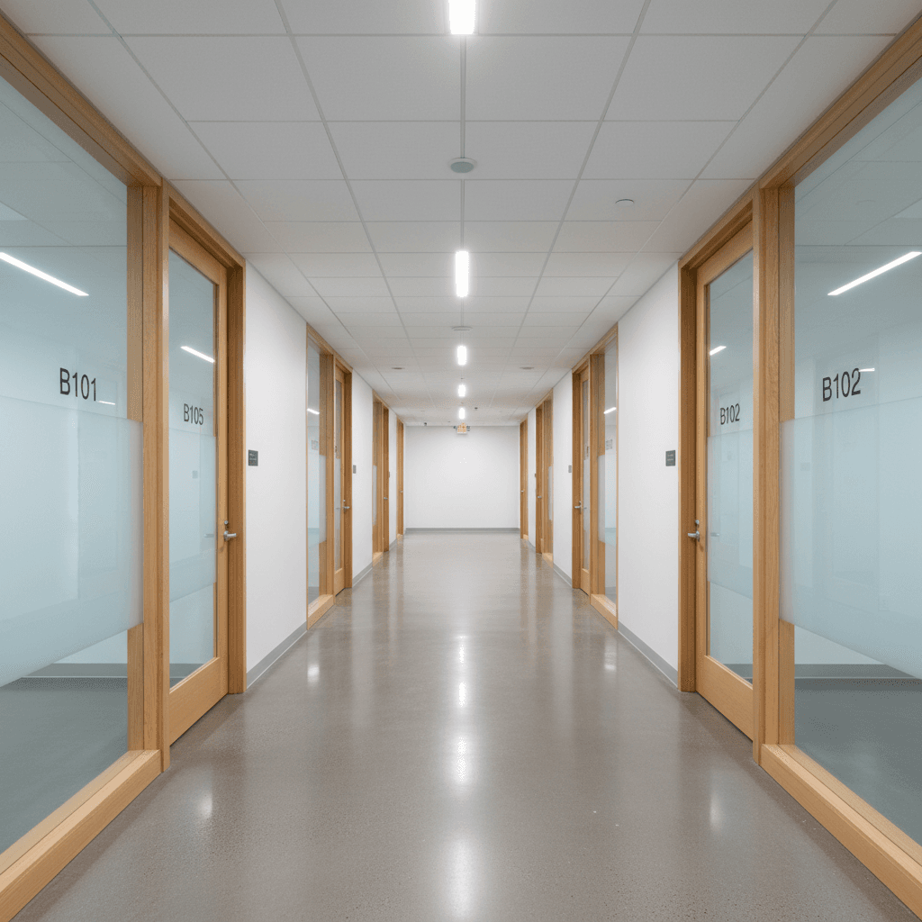 Empty laboratory hallway at Beckman Institute